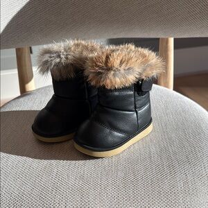 Cozy Black Kids Boots with Faux Fur Trim